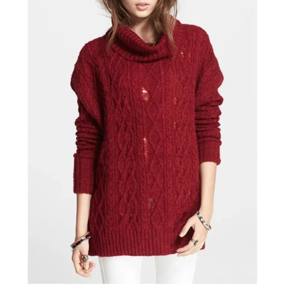 FREE PEOPLE ‘Complex’ Cable Knit Pullover Sweater M